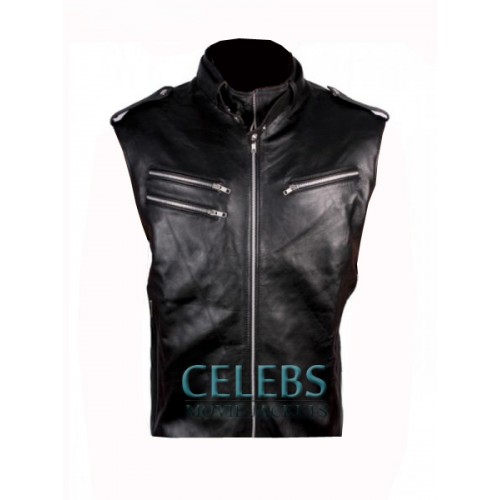 WWE Wrestler Dave Bautista Black Leather Vest